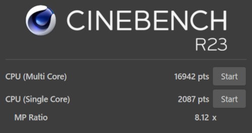 HP OmniBook 7 16-ayでCINEBENCH R23を実行した時の結果