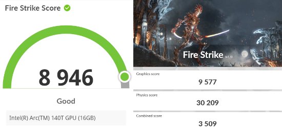HP OmniBook 7 16-ayで3DMark Fire Strikeを実行した時の結果